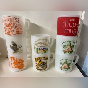 Collection of vintage Federal milkglass coffee/tea mugs